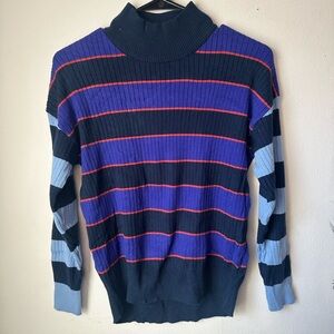 Striped Blue’s And Orange Turtleneck Sweater